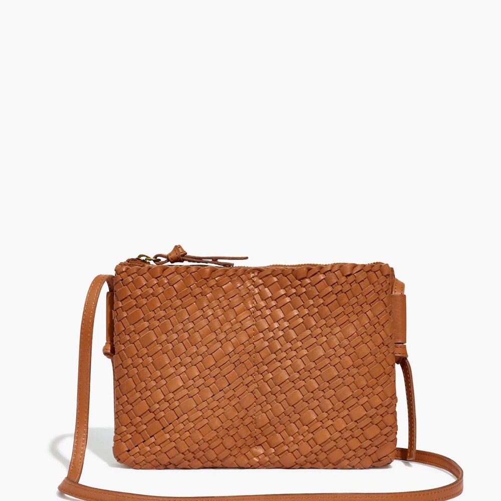 Madewell Knotted Woven Leather Brown Crossbody Bag